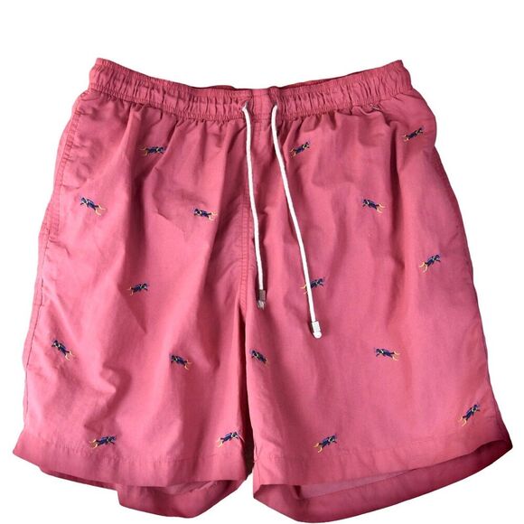 J.McLaughlin Pink Swim Shorts Size Scuba Divers Novelty Print Tropical Vacation - Picture 2 of 8